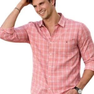Louis Philippe Men's Slim Fit Premium Cotton Easy Care, Soft Handfeel Full Sleeve Checks Casual Shirt